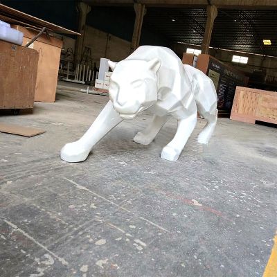 公園白鋼切面、電鍍、拋光、拉絲豹子雕塑