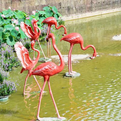 仿真火烈鳥，玻璃鋼仿生動物雕塑