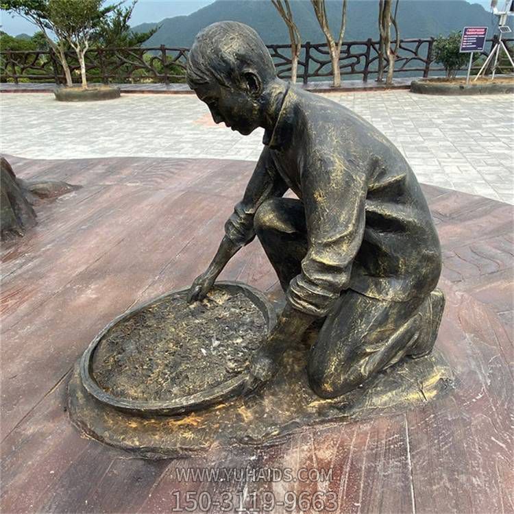 銅雕戶(hù)外園林景觀曬茶的人物景觀小品擺件雕塑