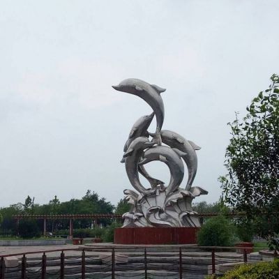抽象創(chuàng)意景觀(guān)不銹鋼戶(hù)外廣場(chǎng)大型擺件海豚