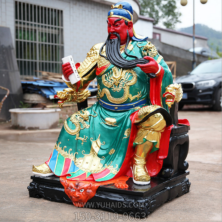 玻璃鋼彩繪寺廟宗教神佛關(guān)公、關(guān)羽雕塑