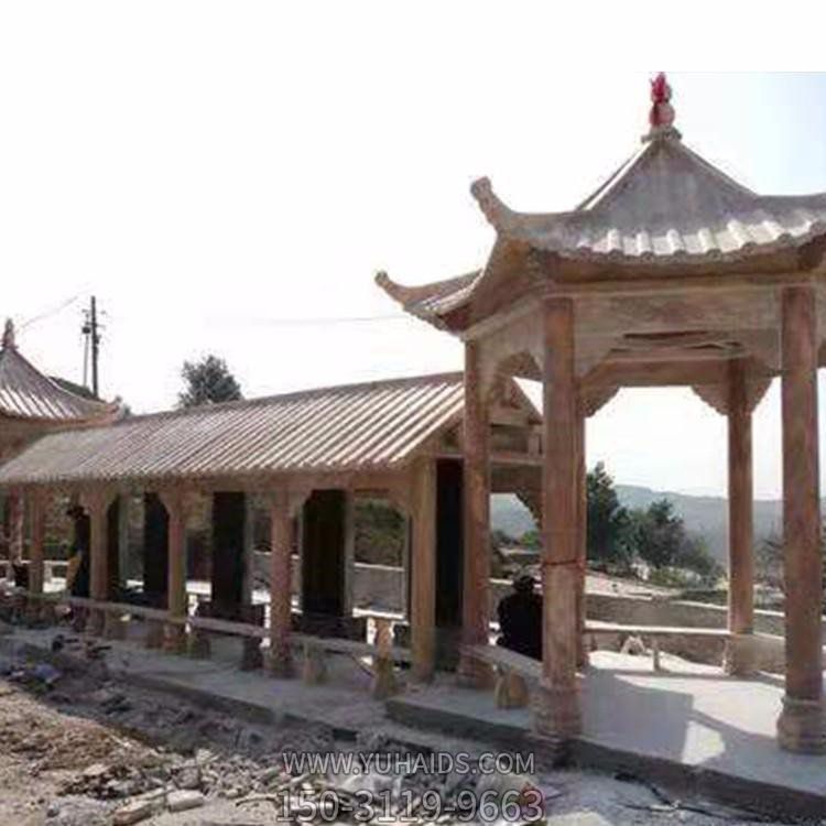 大理石石雕戶(hù)外園林景觀(guān)晚霞紅長(zhǎng)廊雕塑
