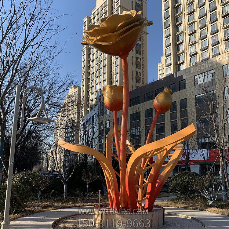 不銹鋼花朵，盛開的花兒景觀雕塑