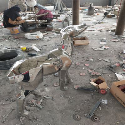 不銹鋼狗，鏡面動物擺件
