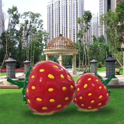 玻璃鋼草莓，小區(qū)綠地裝飾仿真水果