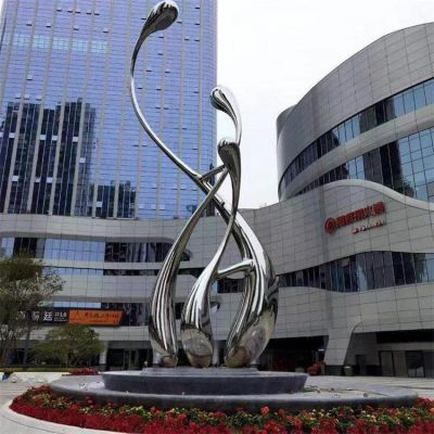 公司工廠門(mén)口大型不銹鋼鏡面抽象景觀擺件