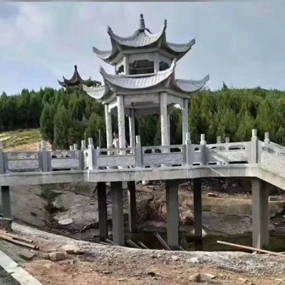 仿古中式雙層石雕涼亭景區(qū)水景觀(guān)擺件休閑石亭