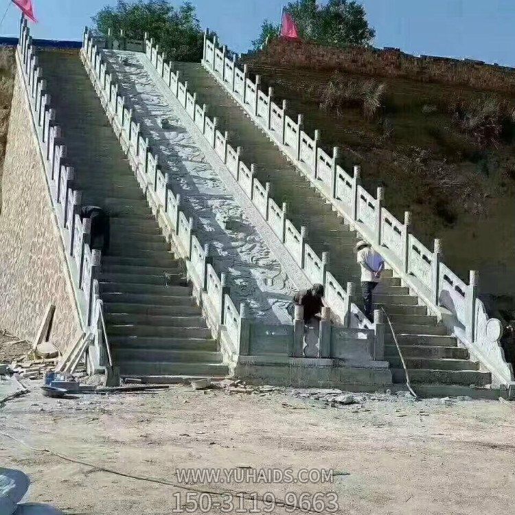 景區(qū)樓梯石欄桿，漢白玉石刻浮雕雕塑