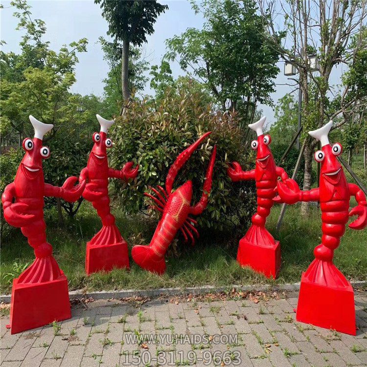 玻璃鋼龍蝦雕塑，海鮮館迎賓龍蝦廚子
