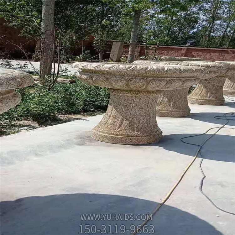 花崗巖石材花盆，園林大花壇花缽雕塑