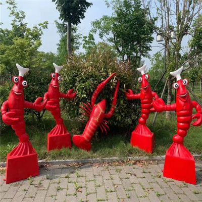玻璃鋼龍蝦雕塑，海鮮館迎賓龍蝦廚子
