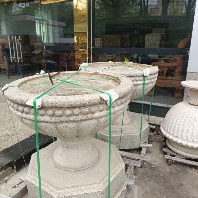 花崗巖石雕花盆，歐式大花缽