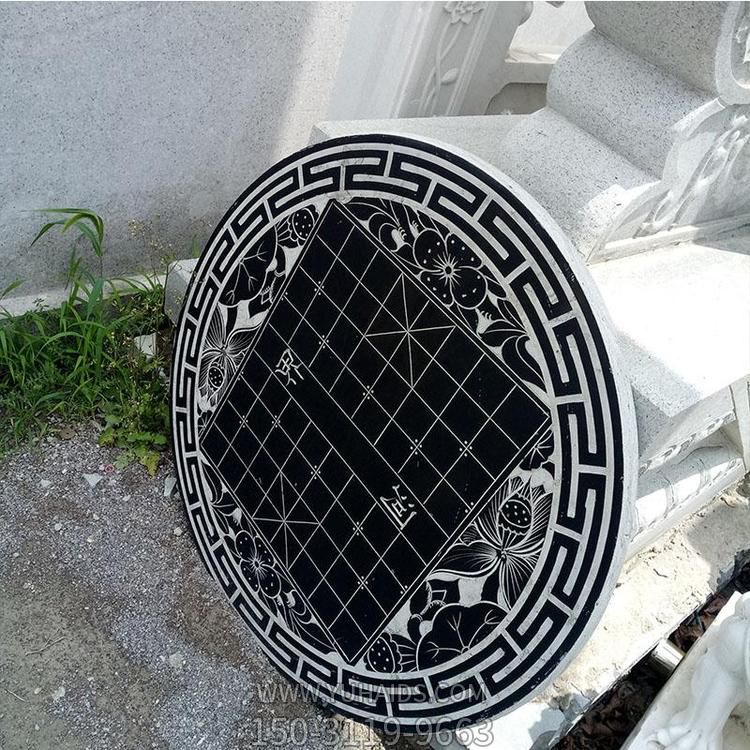 青石石桌，帶象棋棋盤傳統(tǒng)圖案石桌子雕塑