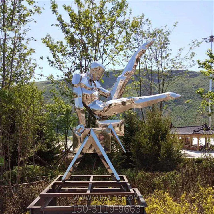 校園廣場(chǎng)戶(hù)外園林不銹鋼鏡面運(yùn)動(dòng)人物景觀擺件雕塑