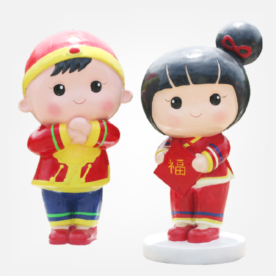 拜年小公仔，玻璃鋼商場(chǎng)春節(jié)美陳卡通人偶