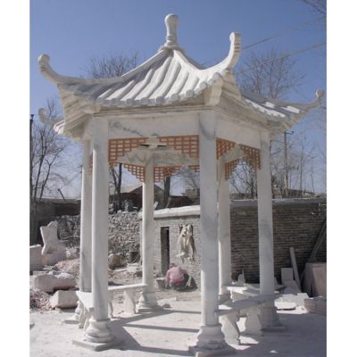 學(xué)?；▓@擺放漢白玉休閑座椅涼亭雕塑