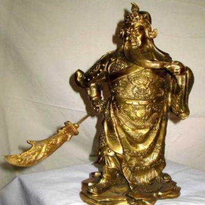 黃銅色關(guān)羽塑像，鑄銅歷史名人關(guān)于長雕塑