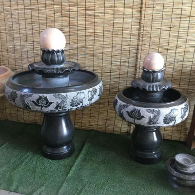 小型室內(nèi)黑色大理石風(fēng)水球水缽，辦公家用招財(cái)風(fēng)水?dāng)[件