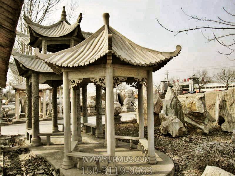 戶(hù)外園林?jǐn)[放小型仿古建涼亭休息座椅雕塑