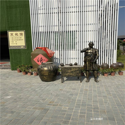玻璃鋼仿銅人物雕塑，酒文化系列之賣酒場(chǎng)景雕塑