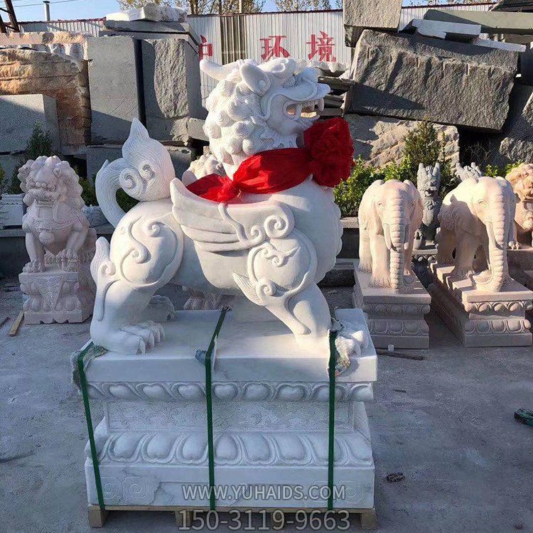 漢白玉石雕貔貅，門店看門神獸雕塑