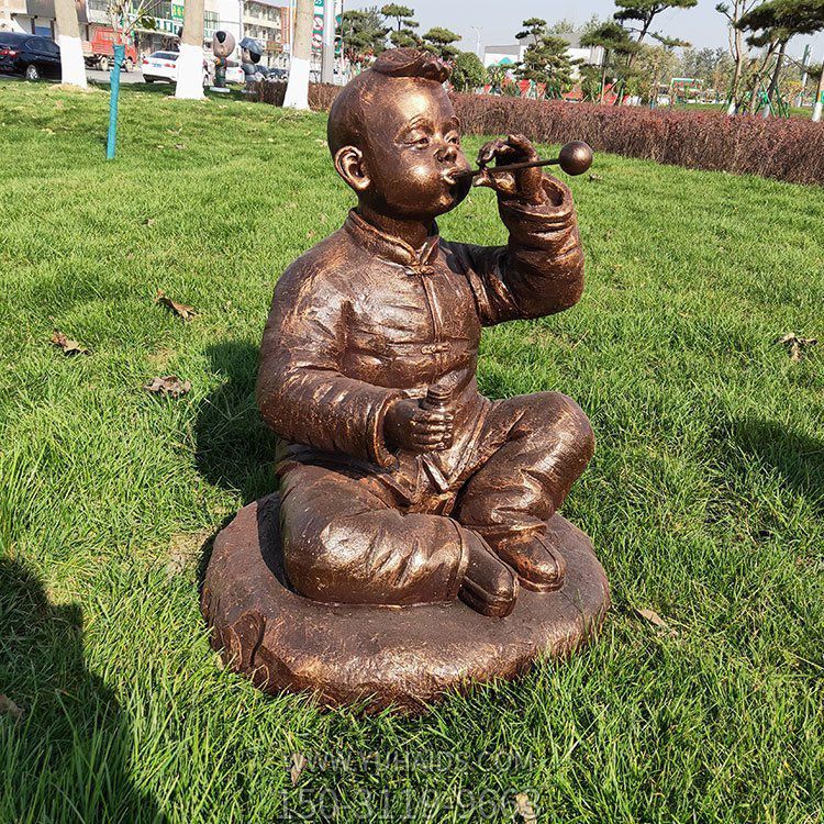 童趣系列人物，吹泡泡的小男孩雕塑
