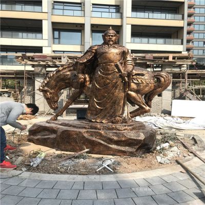 岳飛銅雕，玻璃鋼仿銅歷史名人，民族英雄人物雕塑