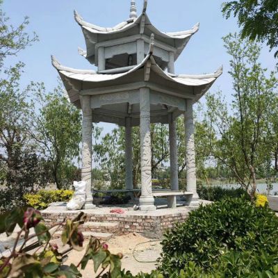 花崗巖石雕涼亭，雙層高涼亭