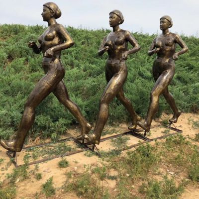 競走人物塑像，玻璃鋼仿銅運動主題人物雕塑