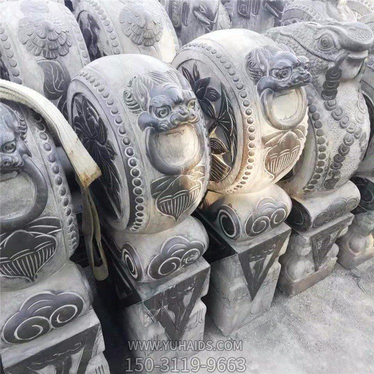 石雕抱鼓，古建門口吉祥裝飾構(gòu)件雕塑