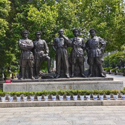 一代英豪，中國(guó)近代革命人物，周恩來(lái)、賀龍、葉挺、劉伯承、朱德偉人銅雕群