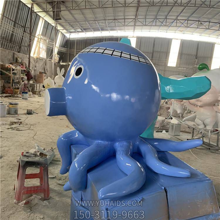 商場(chǎng)門口玻璃鋼卡通創(chuàng)意可愛(ài)八爪魚(yú)雕塑