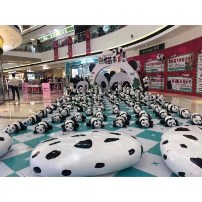 商場(chǎng)熊貓樂園玻璃鋼卡通熊貓雕塑