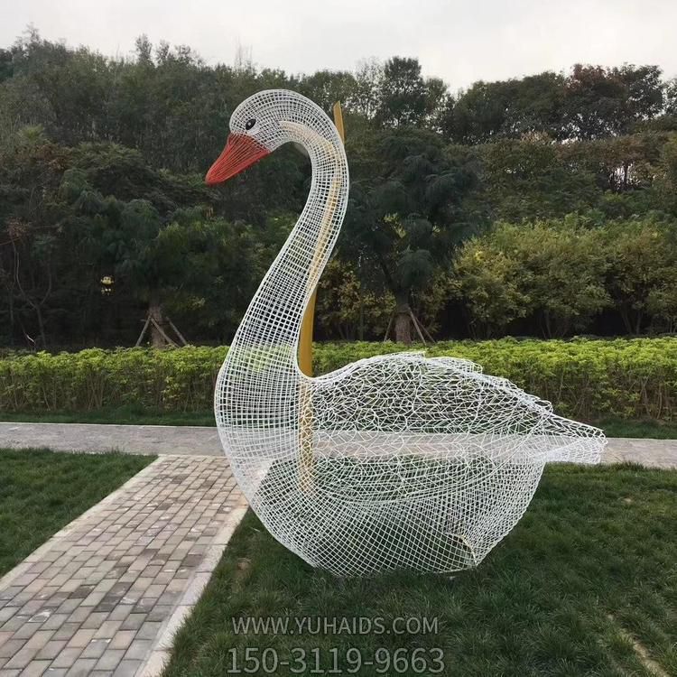 不銹鋼鏤空創(chuàng)意戶(hù)外公園照明動(dòng)物景觀天鵝雕塑