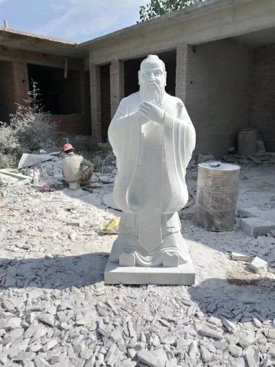 漢白玉孔子，中國(guó)古代著名教育家思想家孔子石雕像