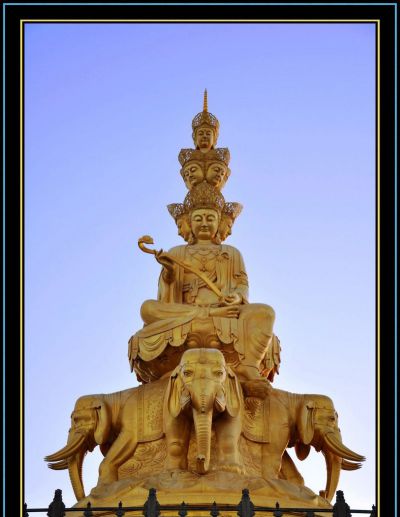 戶(hù)外景區(qū)大型銅雕人物景觀(guān)文殊普賢雕塑