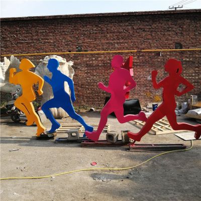 跑步，不銹鋼剪影奔跑人物雕像