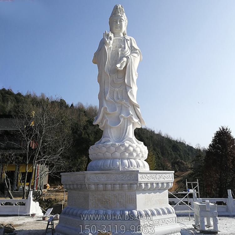 觀音佛像，漢白玉滴水觀音石雕石像雕塑