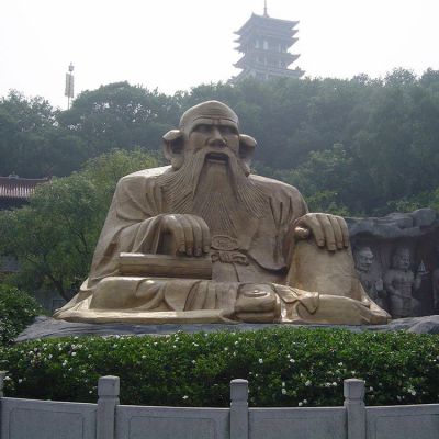 廣場景區(qū)大型銅雕老子，戶外仿銅古代人物雕塑