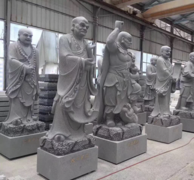 十八羅漢系列佛像，花崗巖18羅漢像
