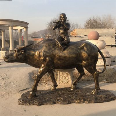 園林戶(hù)外銅雕景觀牧童雕塑
