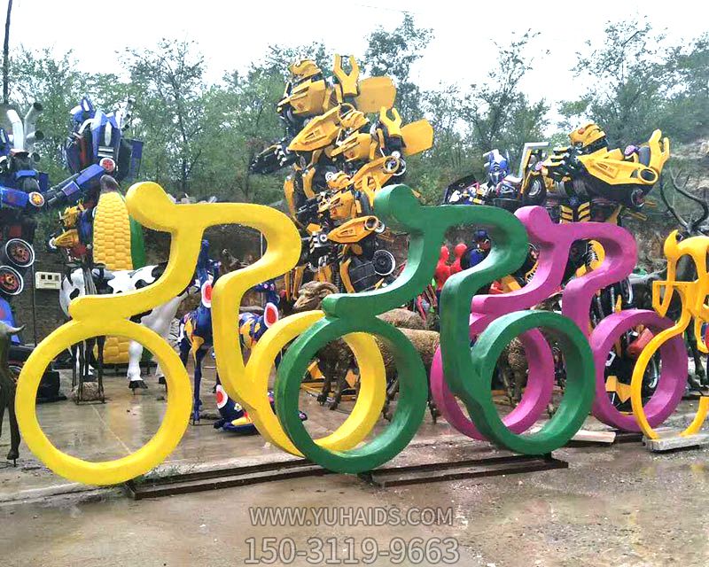 騎車人物玻璃鋼雕塑體育運(yùn)動雕像公園園林噴漆景觀擺件可定做_627