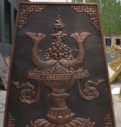 雙魚(yú)銅浮雕裝飾畫
