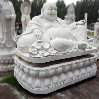 漢白玉彌勒佛，大型笑佛菩薩石雕像