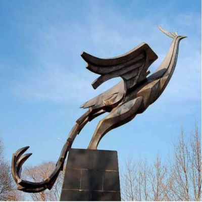 戶(hù)外城市標(biāo)志不銹鋼創(chuàng)意大型鳳凰雕塑