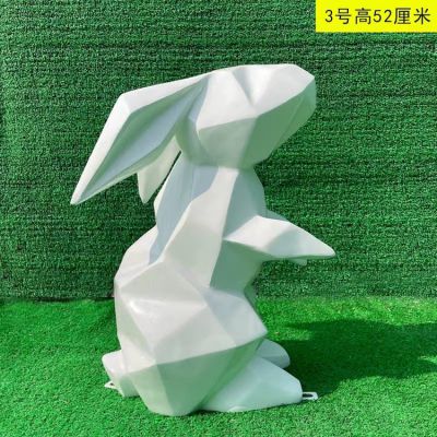 站立的兔子，幾何抽象玻璃鋼兔子