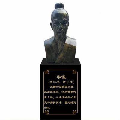 李悝頭像，玻璃鋼歷史名人銅雕胸像