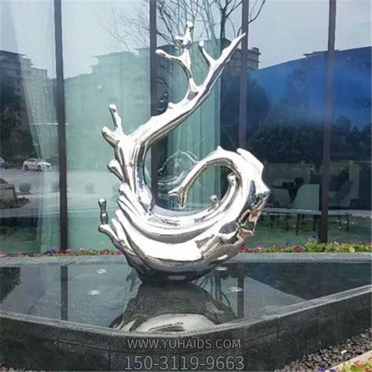 不銹鋼浪花雕塑，園林水景裝飾景觀擺件