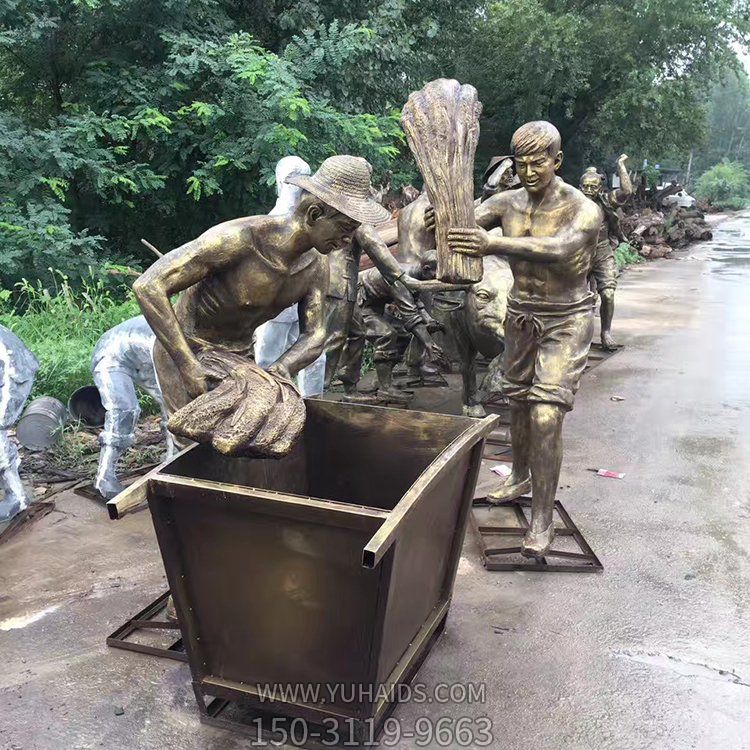 打麥子，民俗生活勞動(dòng)人物雕塑