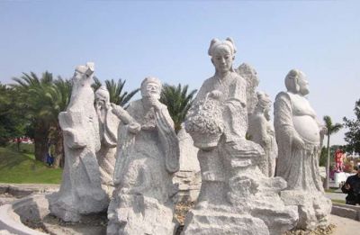 戶(hù)外神話八仙過(guò)海神像漢白玉石雕八仙雕塑
